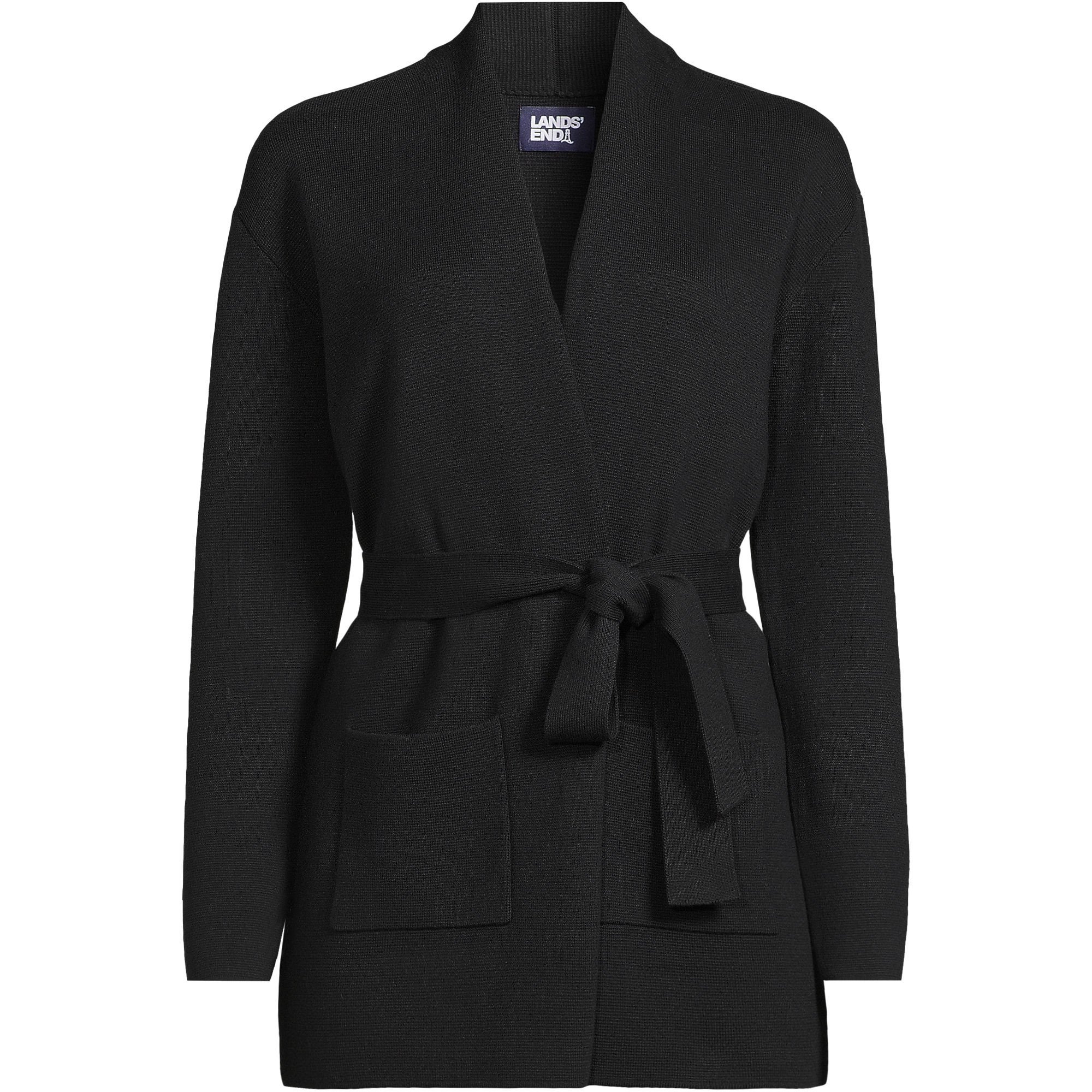 Women's Fine Gauge Milano Belted Long Line Cardigan Sweater | Lands' End (US)