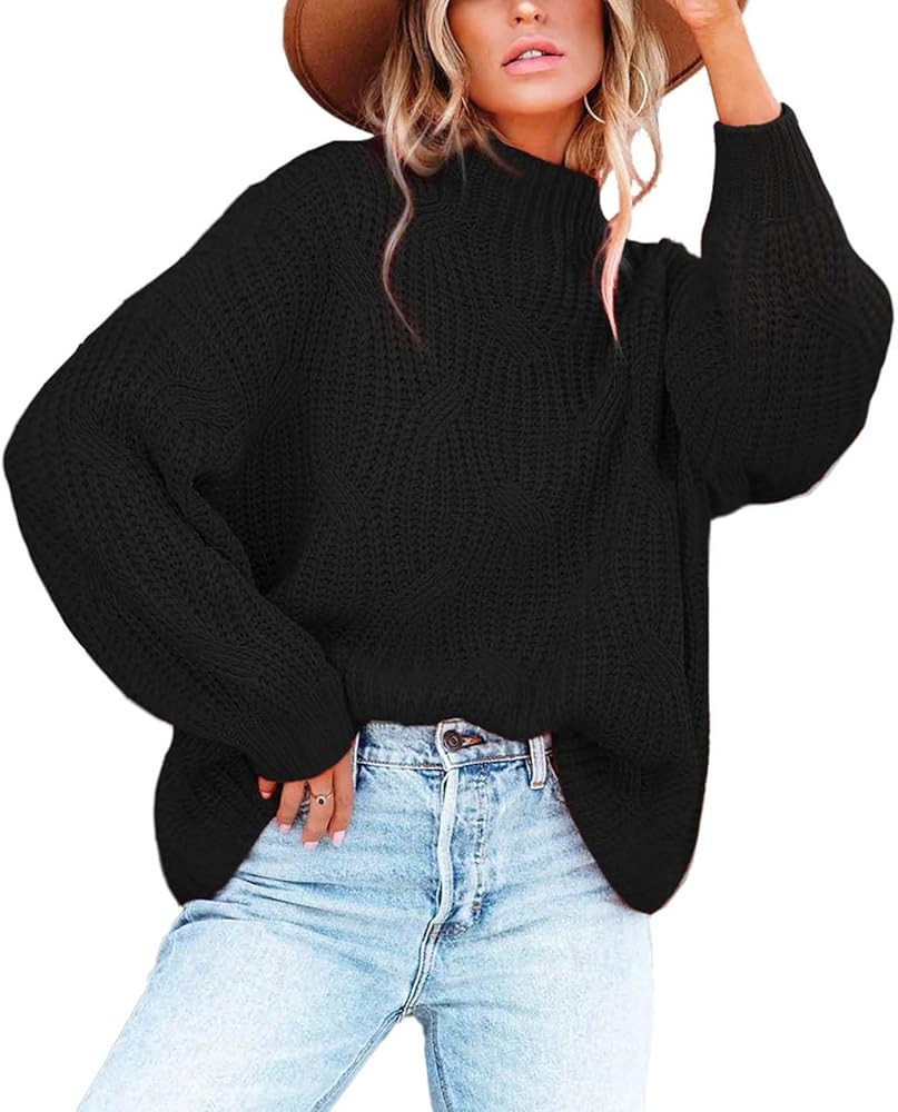 BWQ Women's 2024 Fall Oversized Pullover Sweaters Loose Casual Crewneck Long Sleeve Chunky Soft C... | Amazon (US)