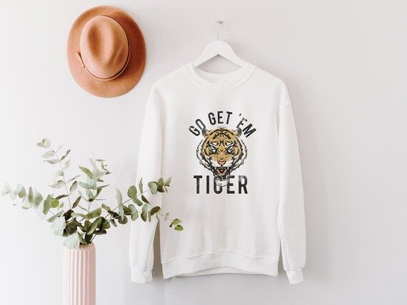 Retro Go Get Em Tiger Sweatshirt  Vintage Style Motivational | Etsy | Etsy (US)