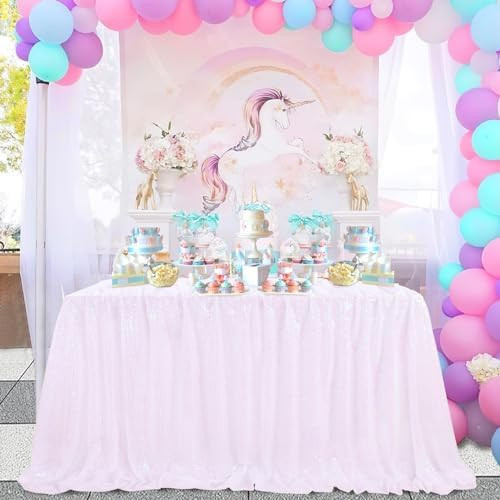 Sequin Tablecloth 50" x 80" Rectangle Glitter Table Cover Iridescent Metallic Sequence Table Clot... | Amazon (US)