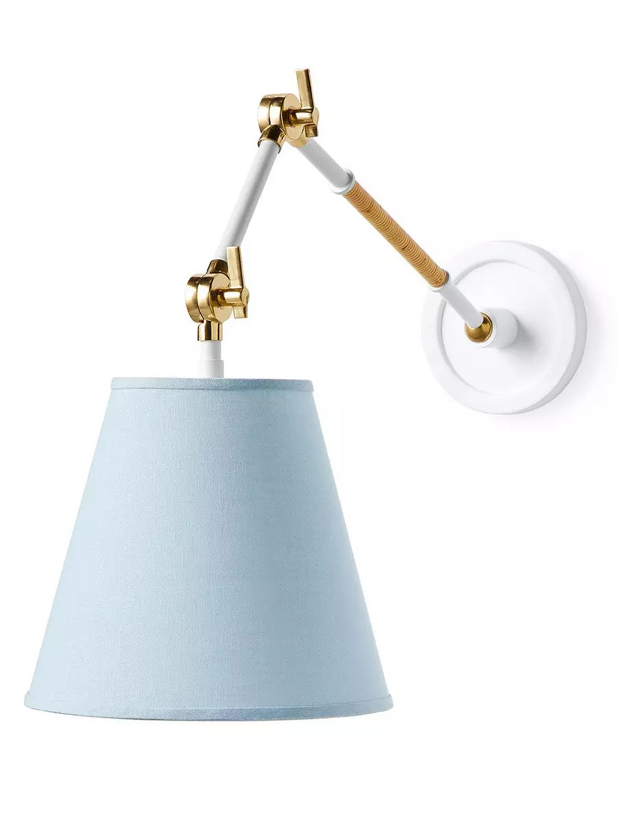 Larkspur Task Sconce - Coastal Blue Shade/White Base | Serena and Lily