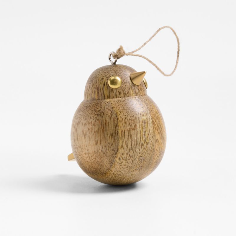 Wood & Brass Bird Christmas Ornament | Crate & Barrel | Crate & Barrel