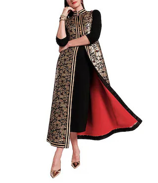 FRANCES VALENTINE Susie Winter Anemone Floral Metallic Jacquard Mandarin Collar Sleeveless Jacket... | Dillard's