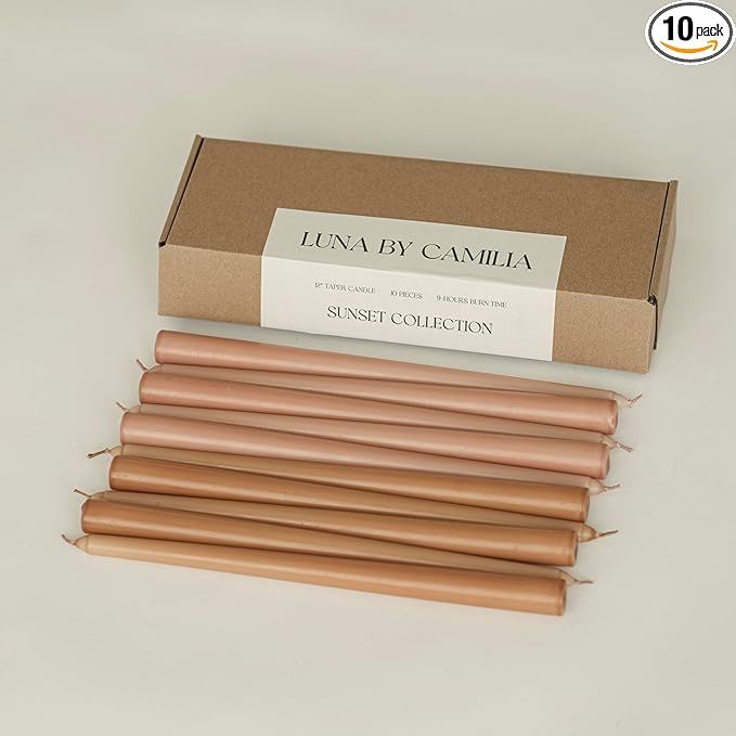 10 Pieces Luna By Camilia 12 Inch Taper Candles, Wedding & Events Taper Candles… (Sunset Collec... | Amazon (US)
