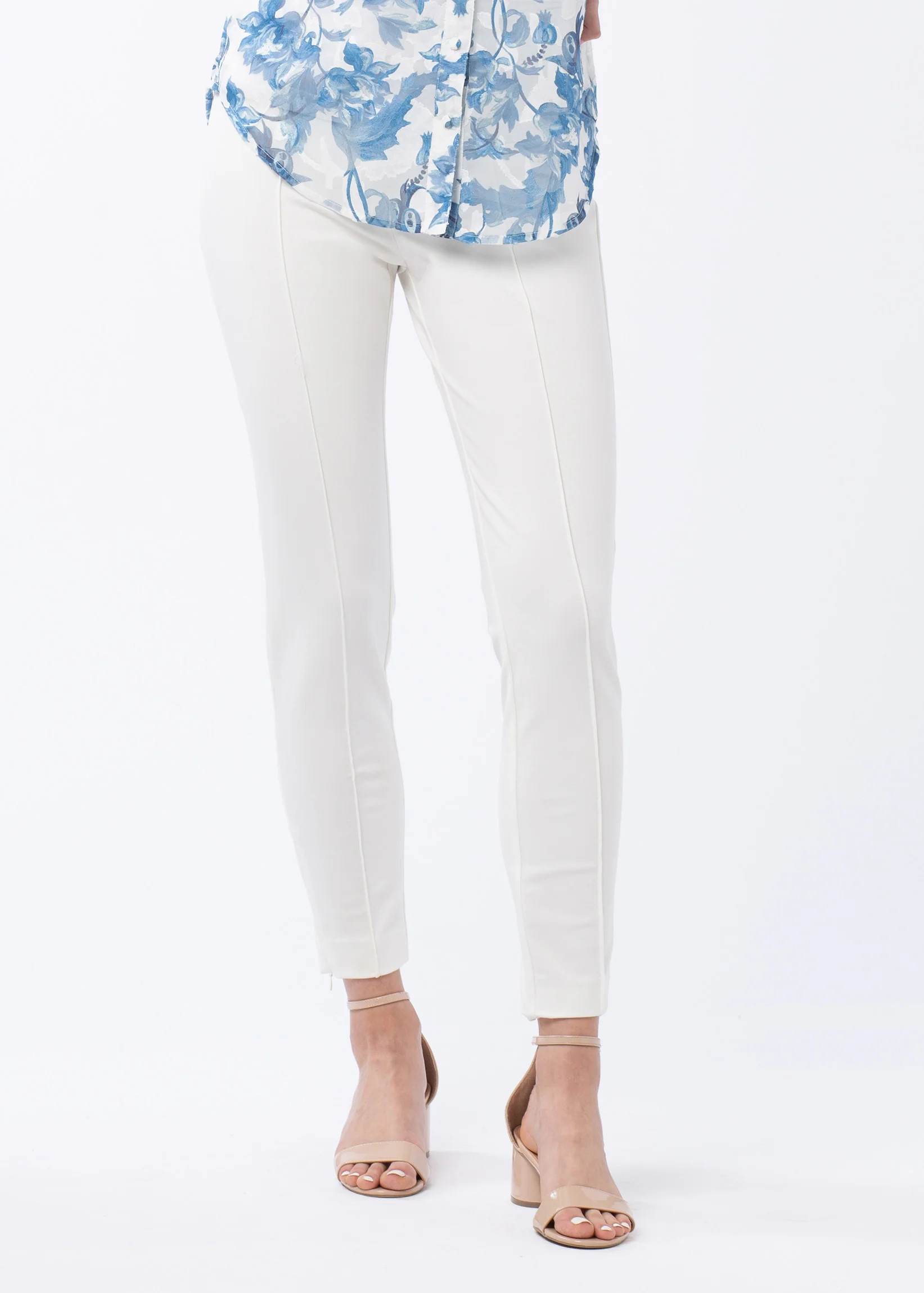 Gregg Skinny Ankle Pant White Ponte | Abbey Glass