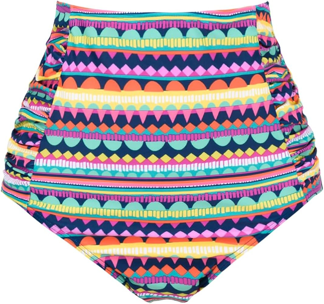 Amazon.com: Septangle Women's Vintage High Waisted Bikini Bottom Shirred Tankini Briefs (US 10, W... | Amazon (US)