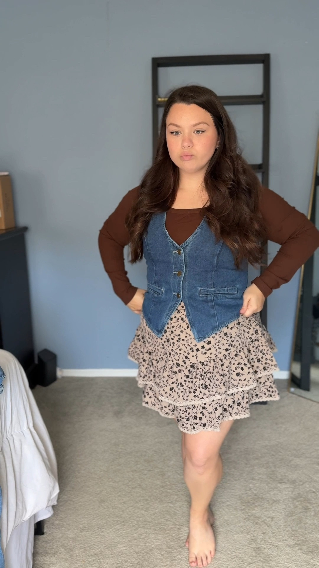 Thanksgiving fall OOTD. It was soooo cold in NJ today, I’m glad I switched to jeans but also wished I just went with the first combo! All items are a large and the skirt is 100% short girl friendly 

#LTKCyberWeek 

#LTKgrwm #LTKootd