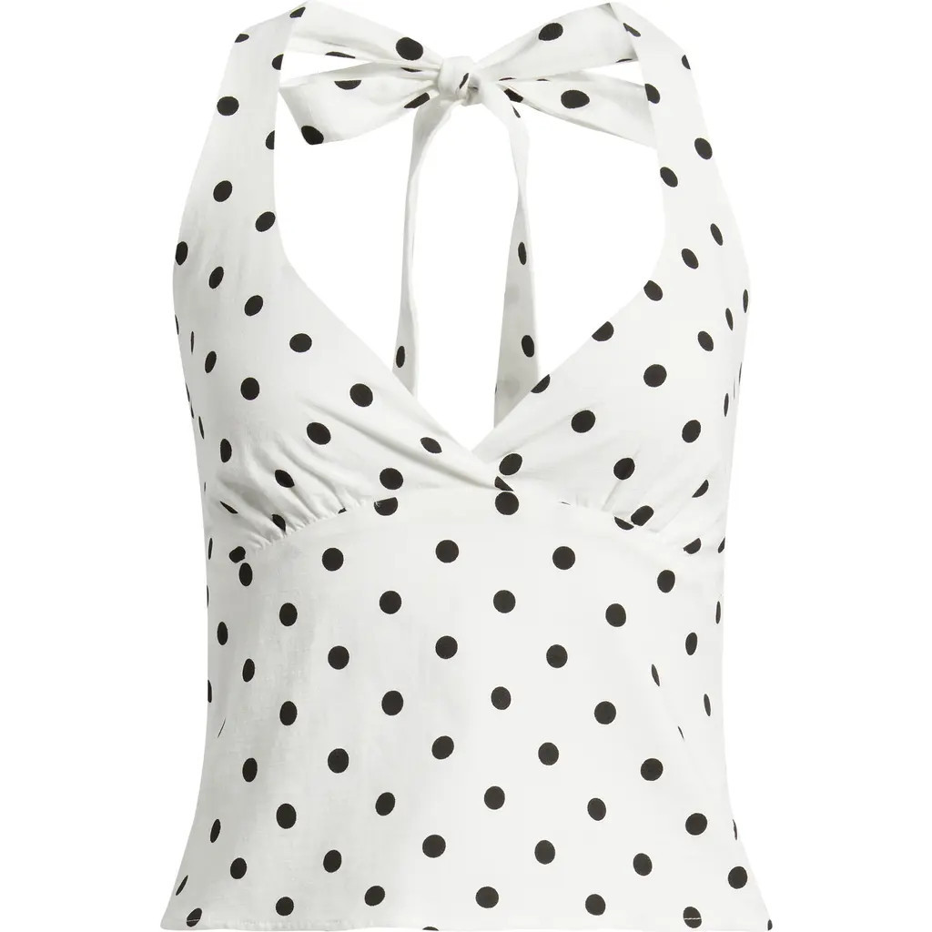 Princess Polly Alter of Love Polka Dot Halter Top in White Polka Dot at Nordstrom, Size 0 | Nordstrom