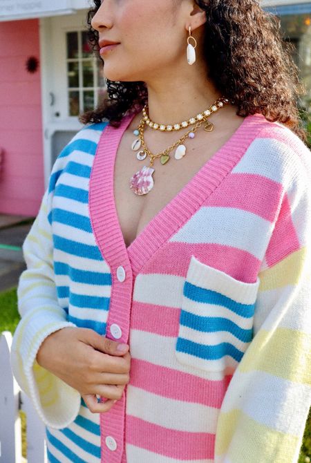 Used this cardi for my jewelry brands photo shoot and it’s such a cute summer nautical vibe✨
The jewelry you can find at shellsandroses.com

#summeroutfit #nautical #colorfulstyle #cardigan #summerknits #summer



#LTKTravel #LTKSeasonal #LTKFindsUnder50