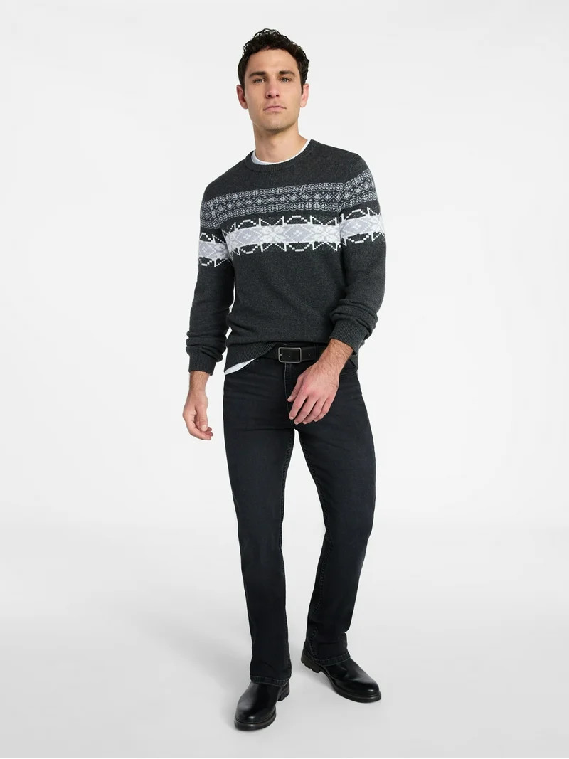 George Men's and Big Men's Fair Isle Crewneck Sweater with Long Sleeves, Midweight, Sizes S-3XL | Walmart (US)