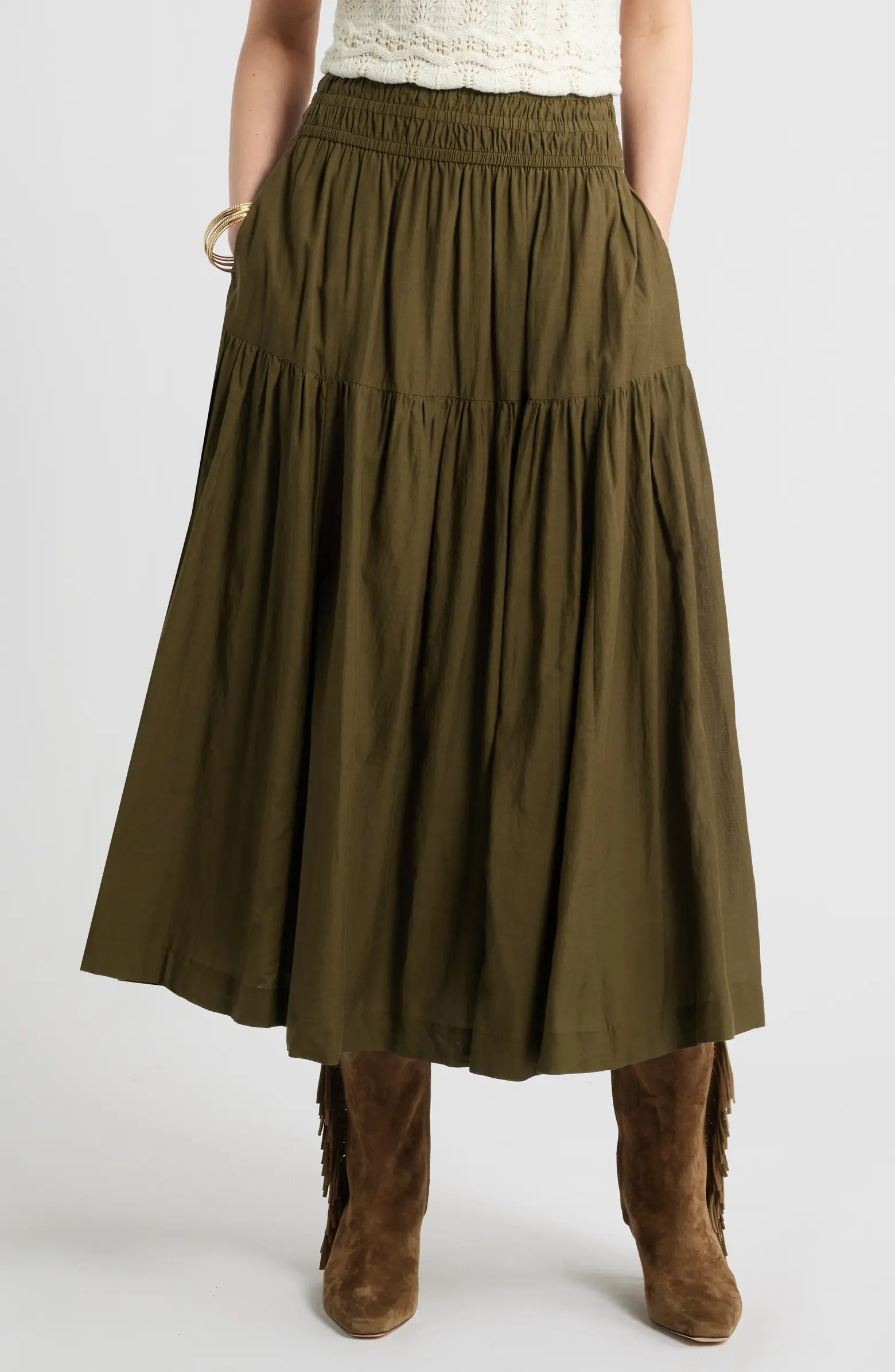 Smocked Waist Cotton Maxi Skirt | Nordstrom