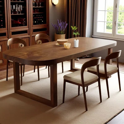 Antique-style Brown Solid Wood Rectangular Dining Table And Chair Set | Wayfair North America