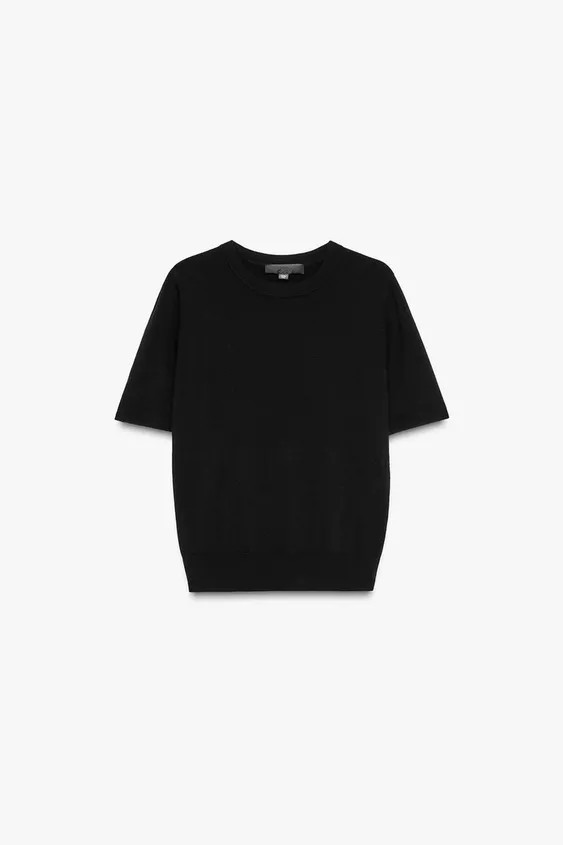 PLAIN KNIT BASIC SHORT SLEEVE TOP | Zara Canada