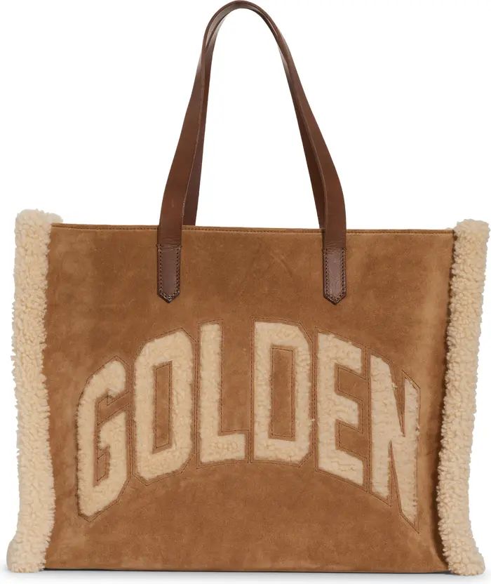California East/West Suede & Genuine Shearling Shopper Tote | Nordstrom