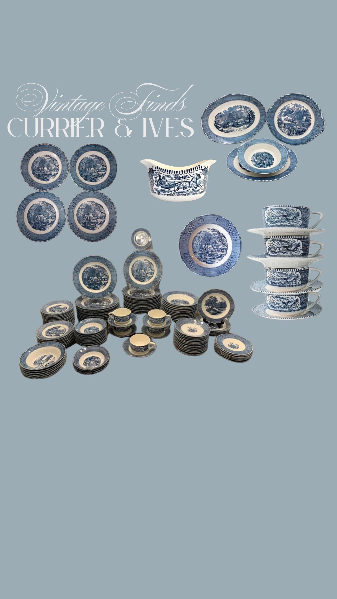 Blue and white dishes currier and Ives dishes Etsy finds vintage finds vintage home blue and white 

#LTKHome