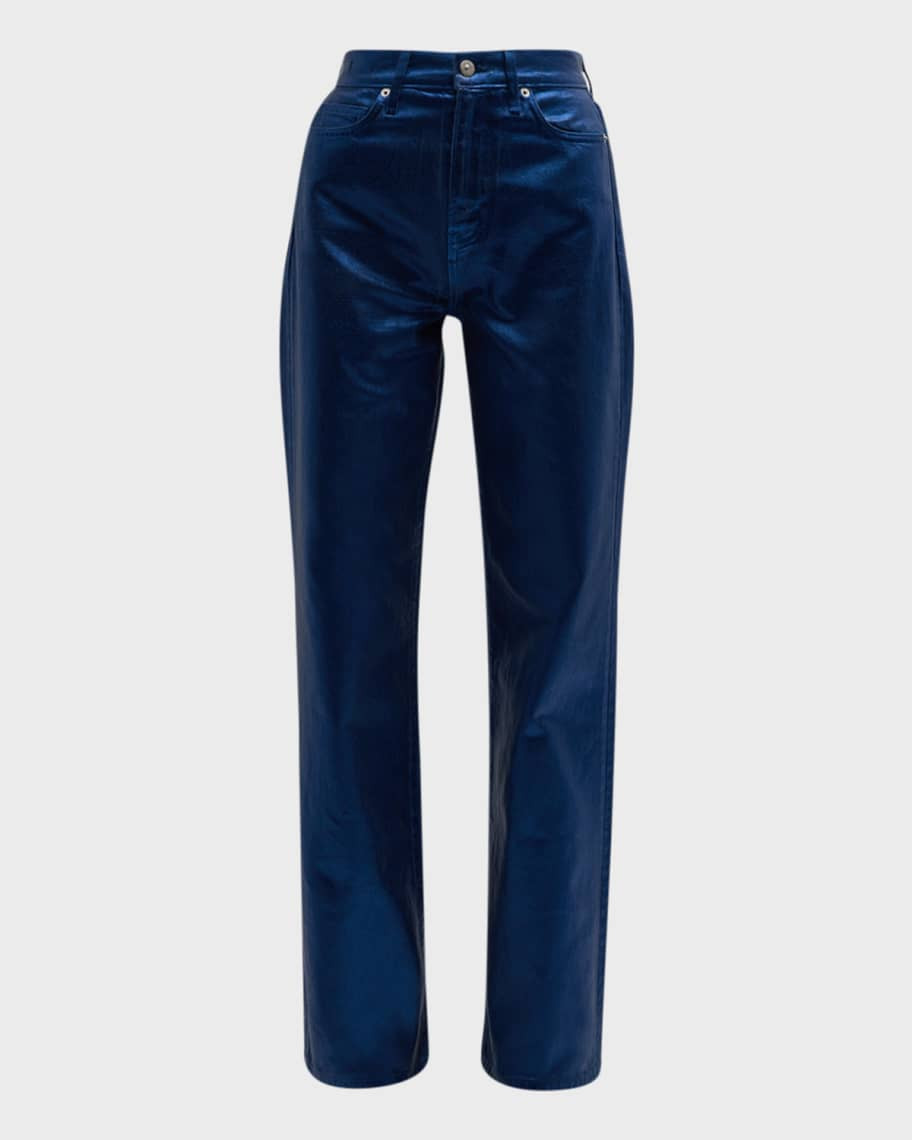 Veronica Beard Jeans Dylan High Rise Straight-Leg Coated Jeans | Neiman Marcus
