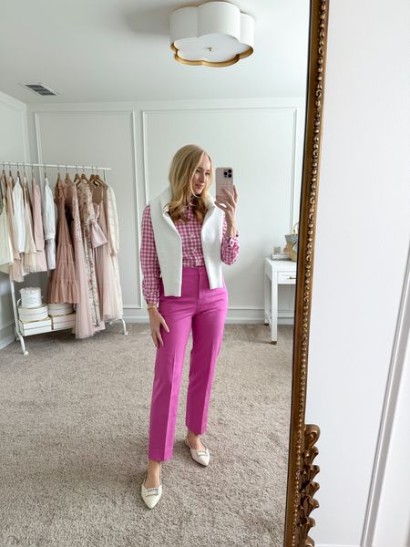 Such a classy workwear look from J.Crew Factory! Wearing size small in the top and size 4 in the pants! Spring outfits // work outfits // J.Crew Factory // Target shoes 

#LTKSeasonal #LTKstyletip #LTKworkwear