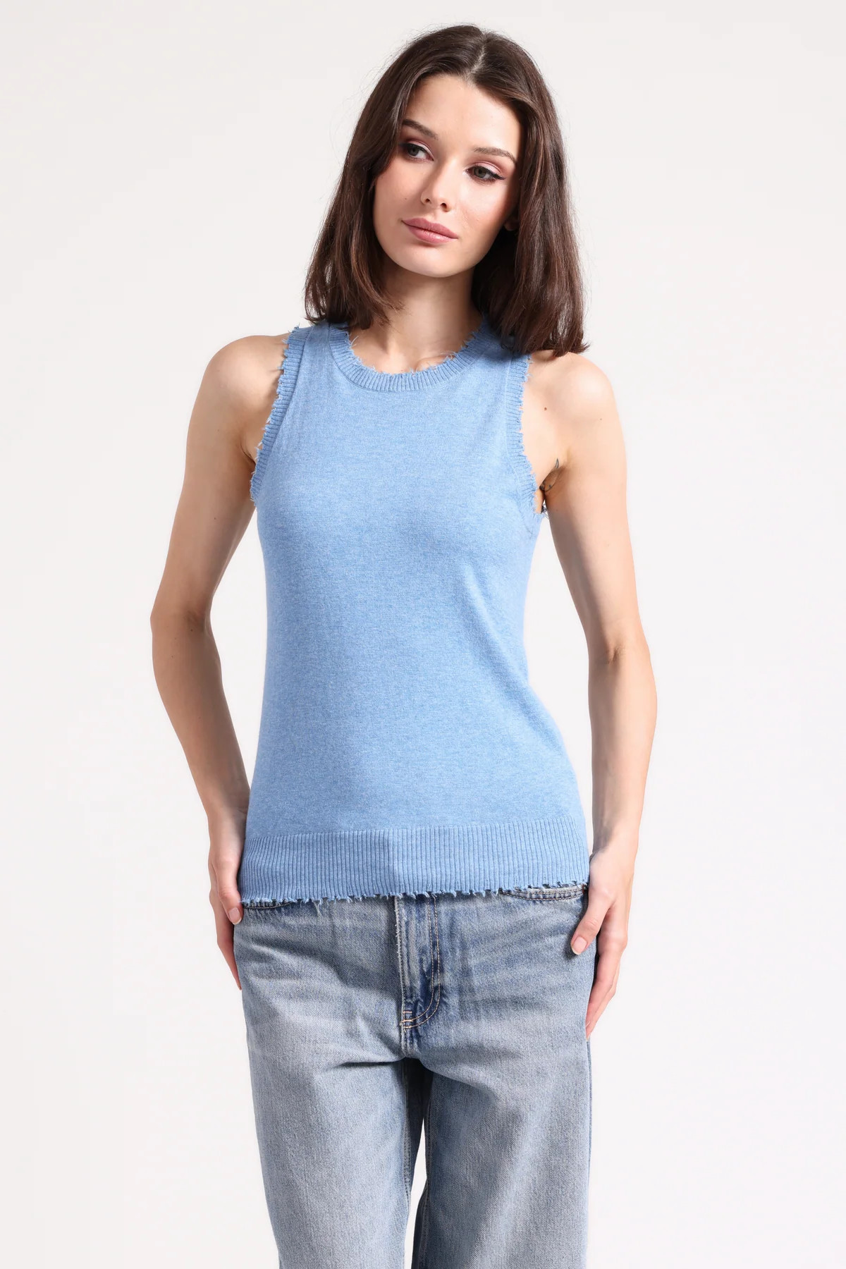 Cotton Cashmere Frayed Tank | Minnie Rose