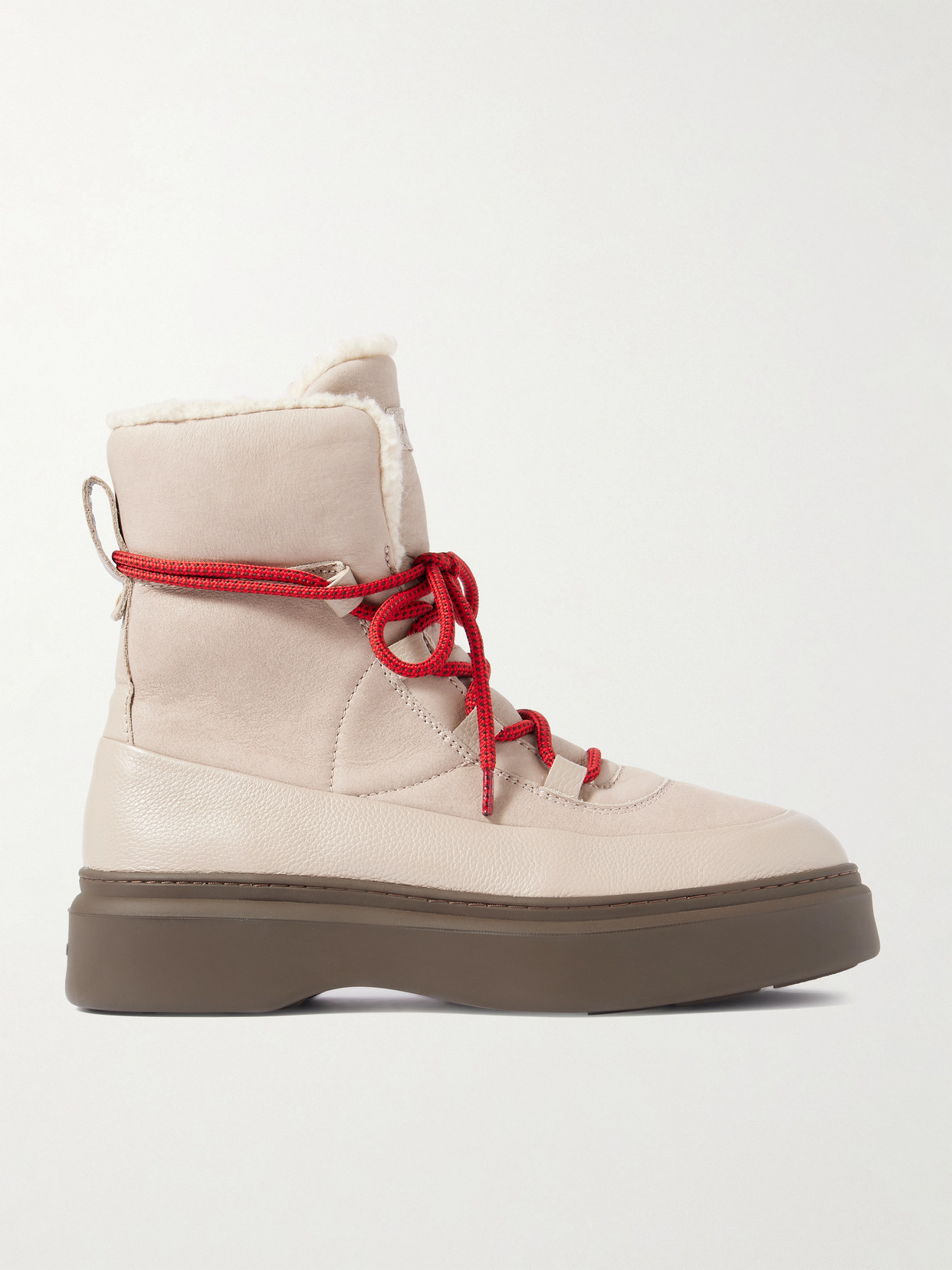 Varley - Selva Wool-trimmed Leather Ankle Boots - Neutrals | NET-A-PORTER (US)