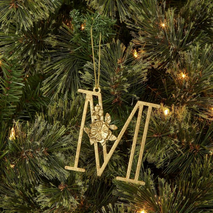 Botanical Monogram Christmas Tree Ornament Gold Letter - Wondershop™ | Target