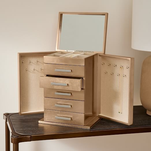 Mid-Century Jewelry Box - Vertical (Champagne Lacquer) | West Elm (US)