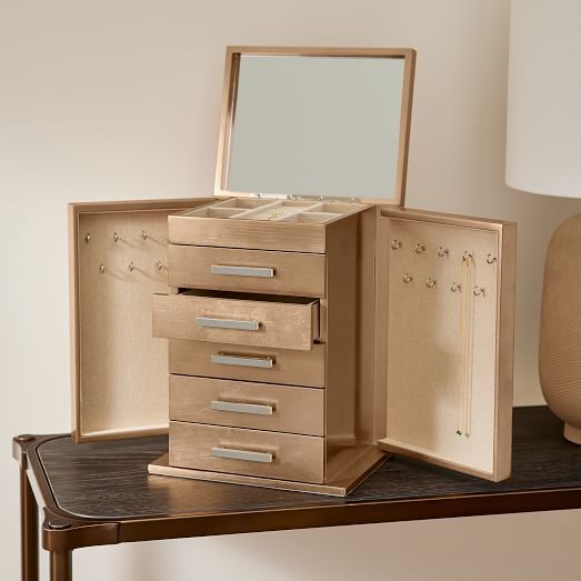 Mid-Century Jewelry Box - Vertical (Champagne Lacquer) | West Elm (US)