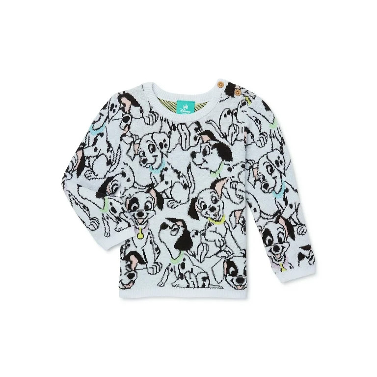 Disney Classics 101 Dalmations All Over Jacquard Knit Crew Sweater with Buttons at Shoulder, Size... | Walmart (US)
