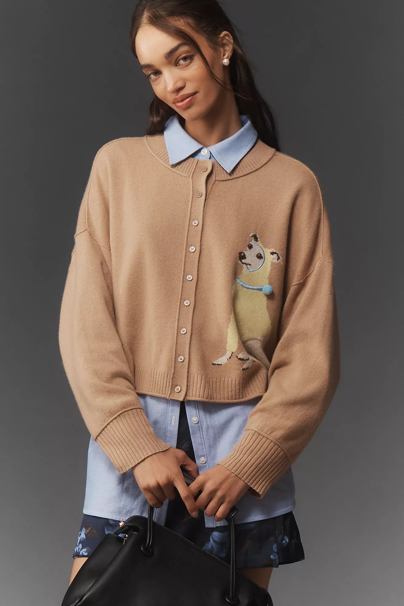 The Goldie Crew-Neck Cashmere Blend Cardigan Sweater | Anthropologie (US)