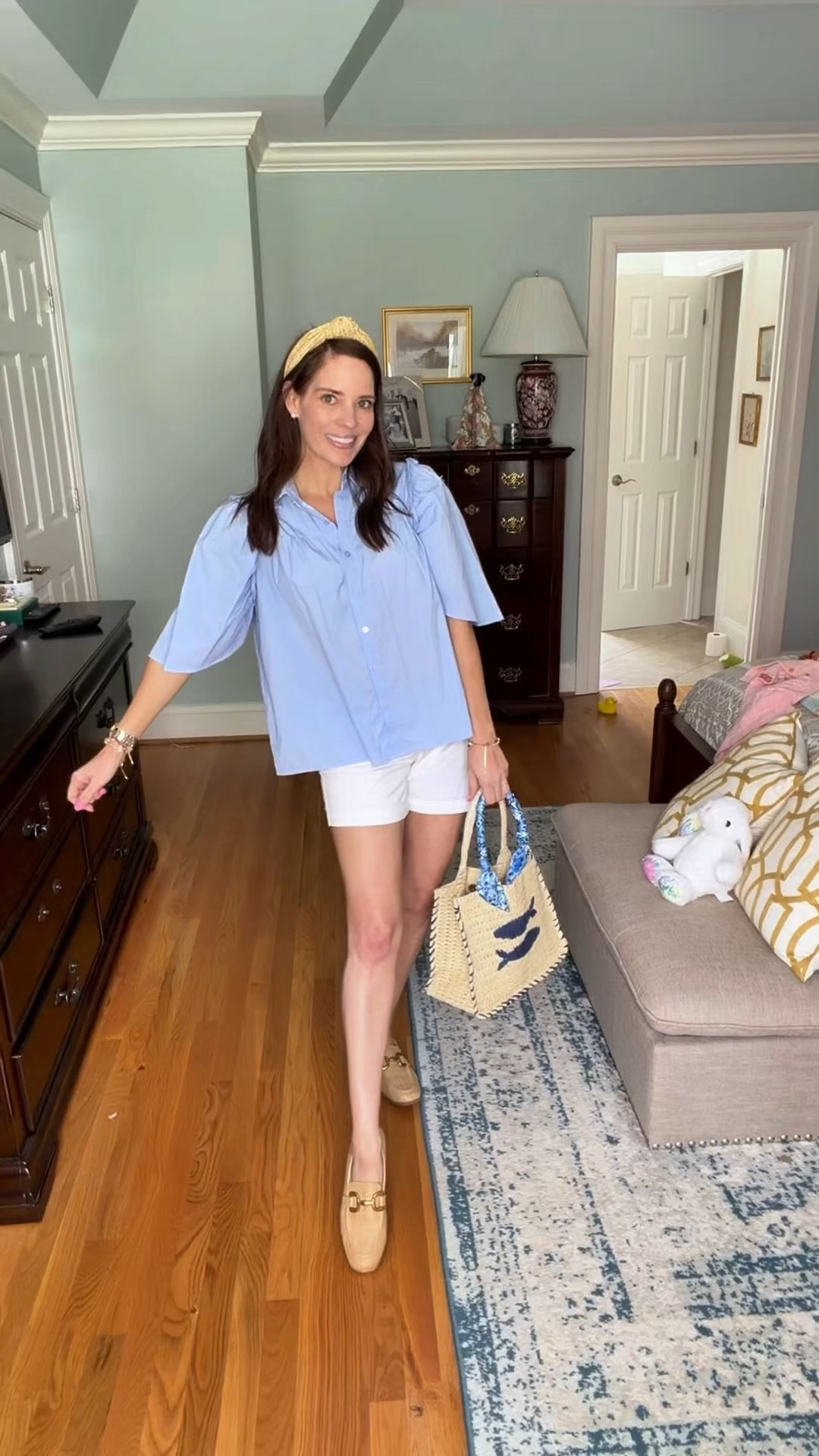 Coastal Classic Blue Top & Linen Shorts Outfit 🤍🦋

Easy, coastal-inspired look with the prettiest light blue button-down featuring soft ruffle details 💙 Paired with neutral linen shorts, raffia loafers, and a woven headband for that effortless preppy feel. The straw tote with blue accents ties everything together perfectly for spring and summer days ☀️

Lightweight, breathable, and perfect for everyday errands, lunch dates, or vacation styling. Such a chic yet comfortable outfit you can wear on repeat!

blue blouse outfit, coastal style outfit, preppy summer look, linen shorts outfit, raffia accessories, woven headband style, neutral summer outfit, classic feminine style, casual chic summer outfit, affordable summer fashion finds 💙



#LTKOver40 #LTKootd #LTKPetite