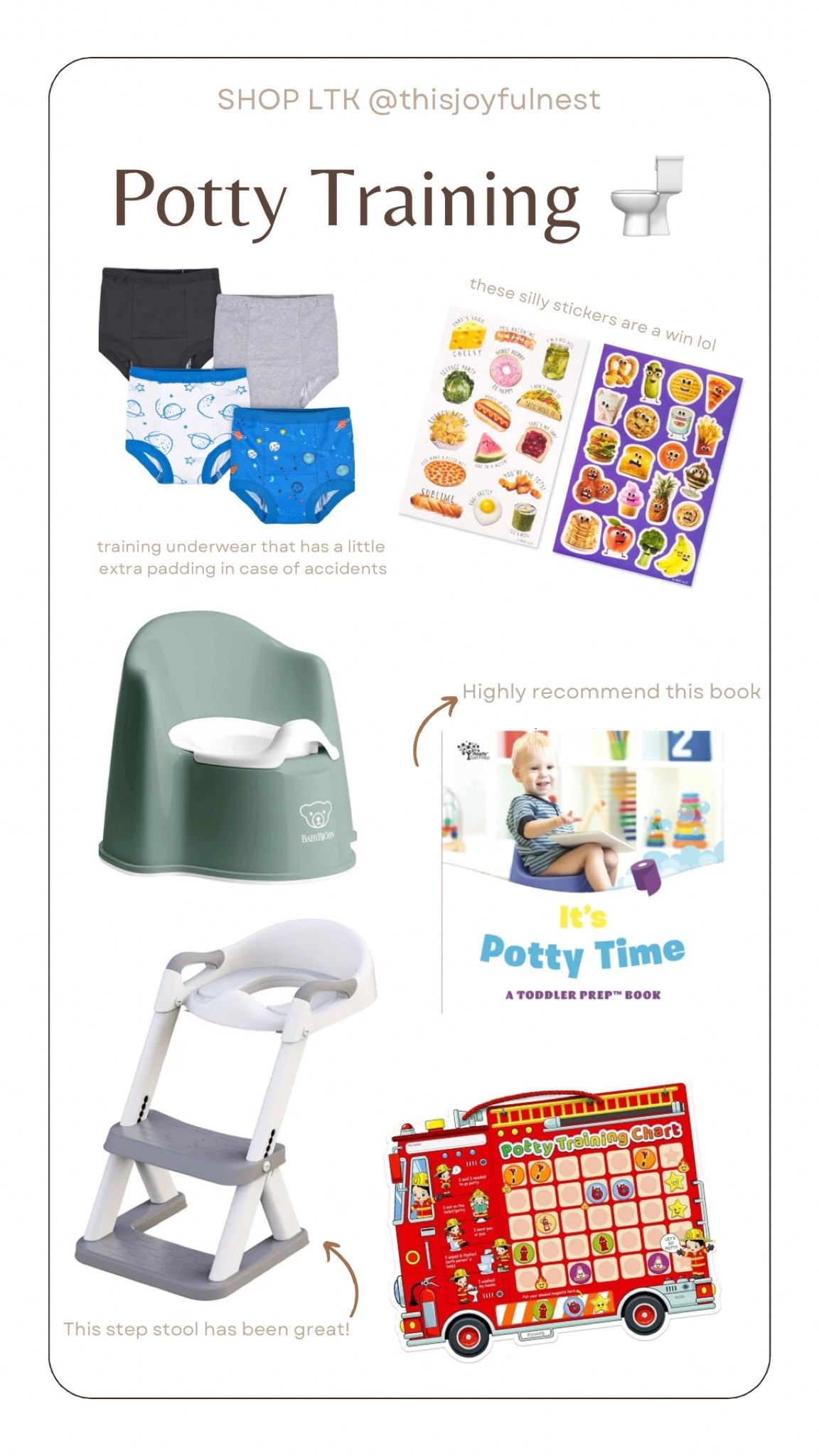 Potty training isn’t for the faint of heart 😅 Here are a few products we used that have made the transition from diapers to undies a little smoother 🚽 