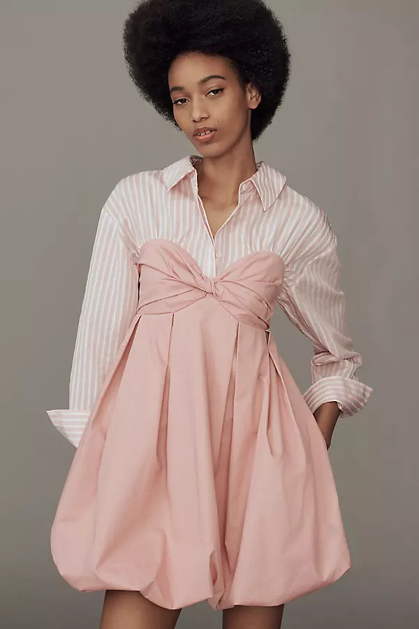 Layered Twofer Bubble Mini Shirt Dress | Anthropologie (US)