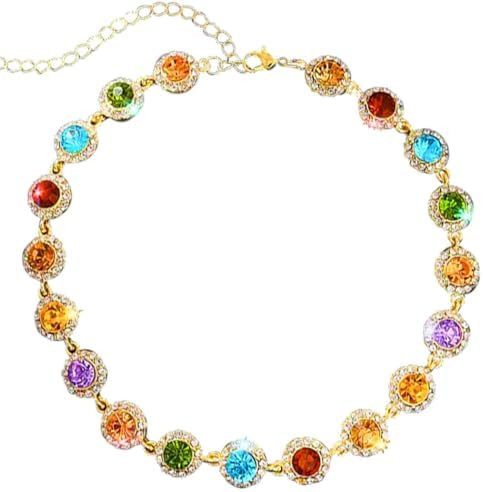 ACEDRE Colorful Crystal Choker Necklace Sparkly Rhinestone Chokers Necklaces Gold Chain Party Pro... | Amazon (US)