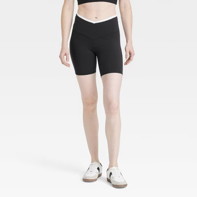 Women's V-Waistband High-Rise Bike Shorts 6" - JoyLab™ Black XL: Nylon-Spandex Blend, Midweight, Pull-On Style, Machine Washable | Target
