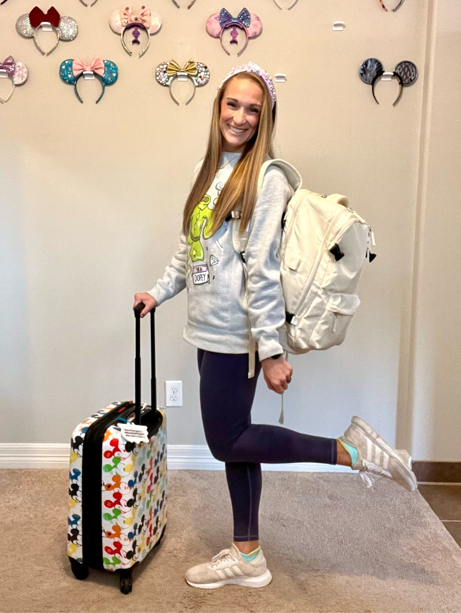 Disney travel day outfit with my Mickey carry on suitcase and the best travel backpack!

#LTKtravel #LTKfitness