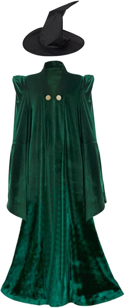 Womens Professor Costume Witch Halloween Cosplay Robe Wizard Cloak Witch Hat | Amazon (US)