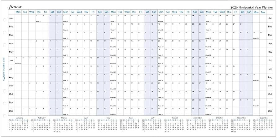 Filofax Calendar Diary Refill, A5 Size, Horizontal Year Planner, White Paper, English, 2026 (C685... | Amazon (US)