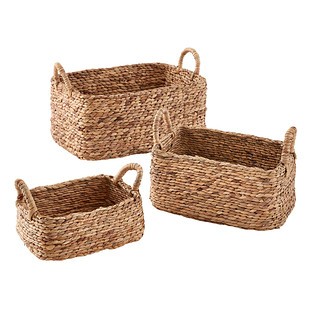 Water Hyacinth Braided Weave Bins | The Container Store