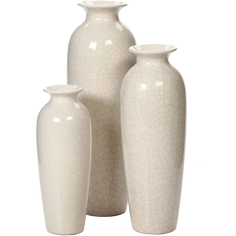 3 Piece Ivory Ceramic Table Vase Set | Wayfair North America