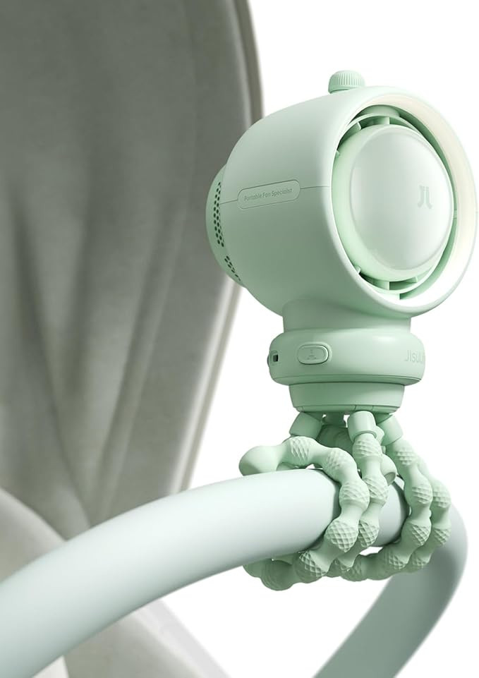 JISULIFE Baby Stroller Fan Portable, Large Battery Operated Fan, Car Seat Fan with 5 Speeds, Air ... | Amazon (US)