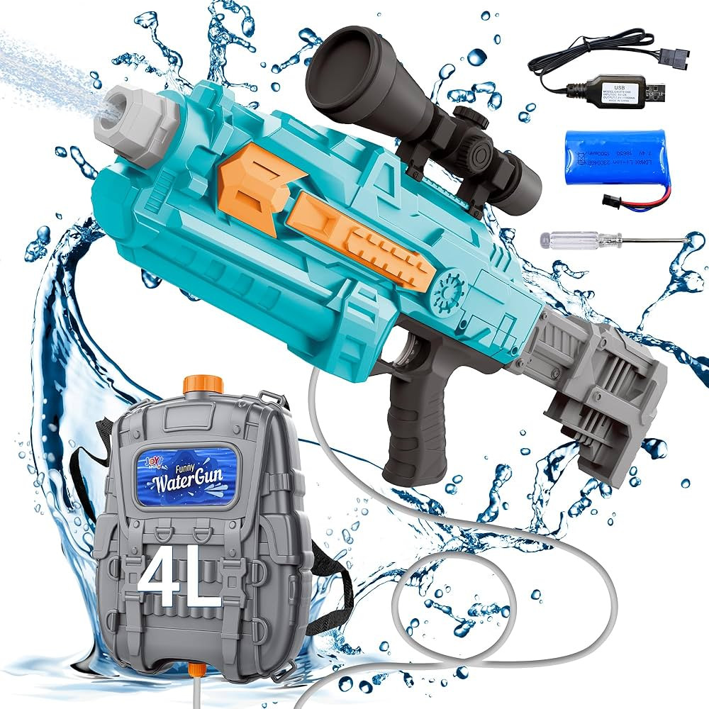 4L Backpack Electric Water Gun - Automatic Squirt Gun with Adjustable Straps Up to 40 FT Range,Su... | Amazon (US)