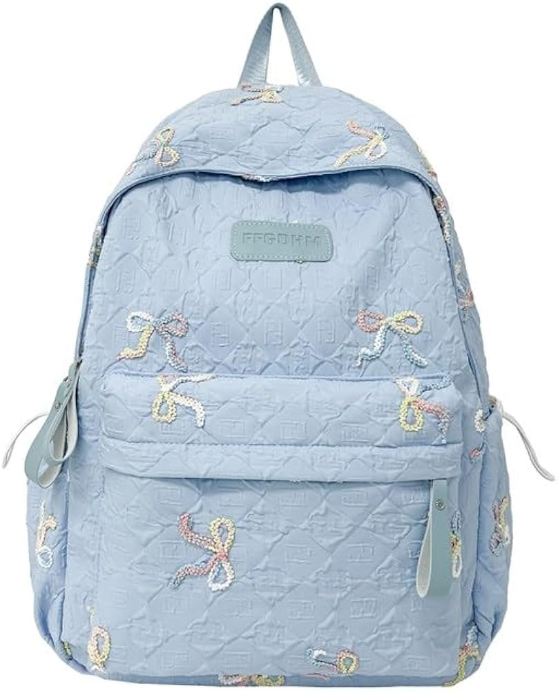 Girls School Backpack, Bow School Bags, Aesthetic Nylon Rucksack Handbags, Casual Laptop Book Bag... | Amazon (UK)