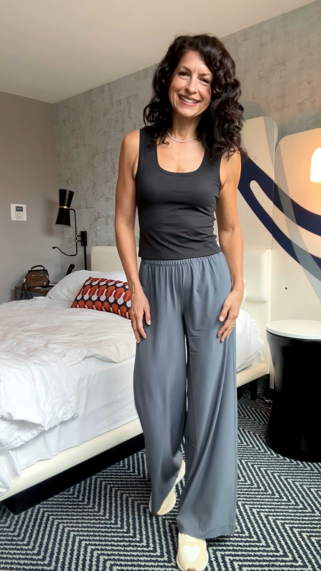 My go to, elevated casual pieces.  I have these pants in multiple colors and I’m wearing the long version (I’m 5’11”).  Love that they have different lengths.  And these trainers are my new fave.  I have had another version of them for a couple years and they are my most worn shoe! This makes for a great travel outfit, too! 

#LTKActive #LTKTravel