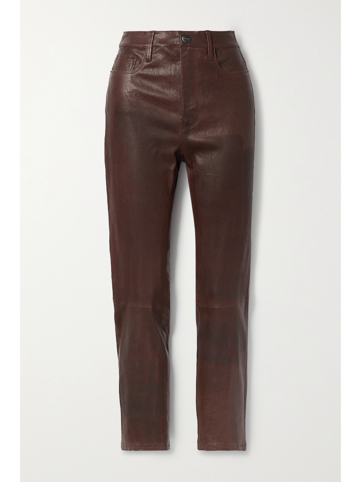 FRAME - Le Sylvie High-rise Slim-leg Leather Pants - Brown | NET-A-PORTER (US)