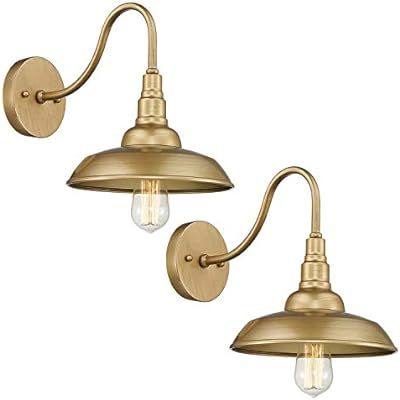 Emliviar Farmhouse Barn Lights 2 Pack, 10 inch Wall Sconces in Gold Finish, 523-2 AG | Amazon (US)