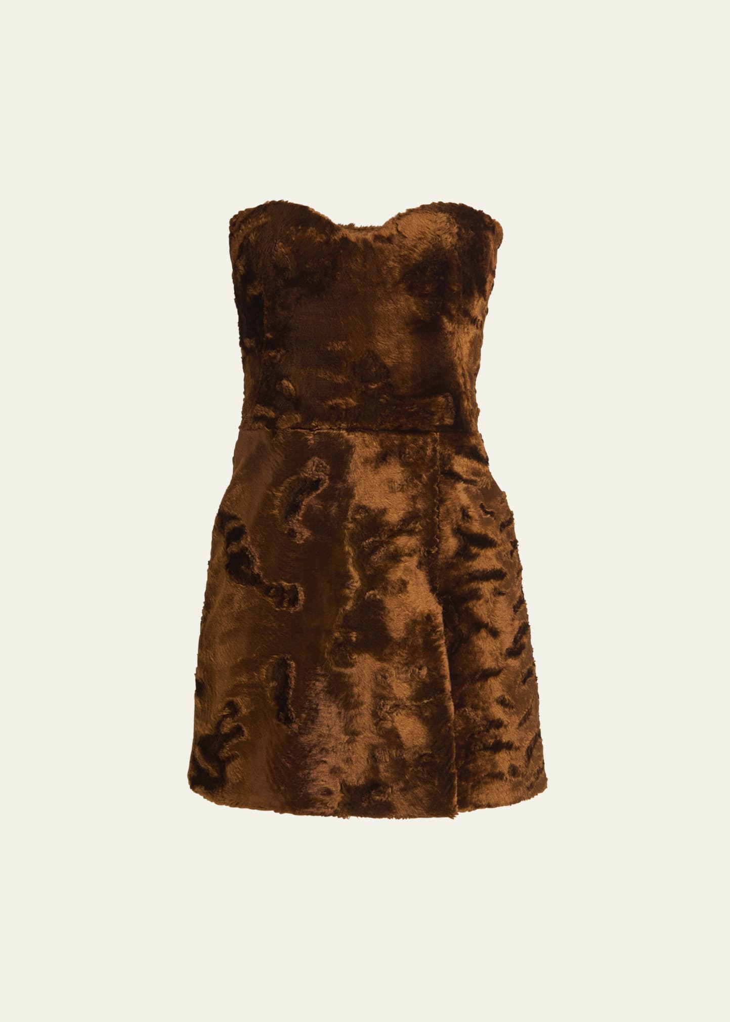 Alexander McQueen Faux Fur Velvet Strapless Mini Dress | Bergdorf Goodman