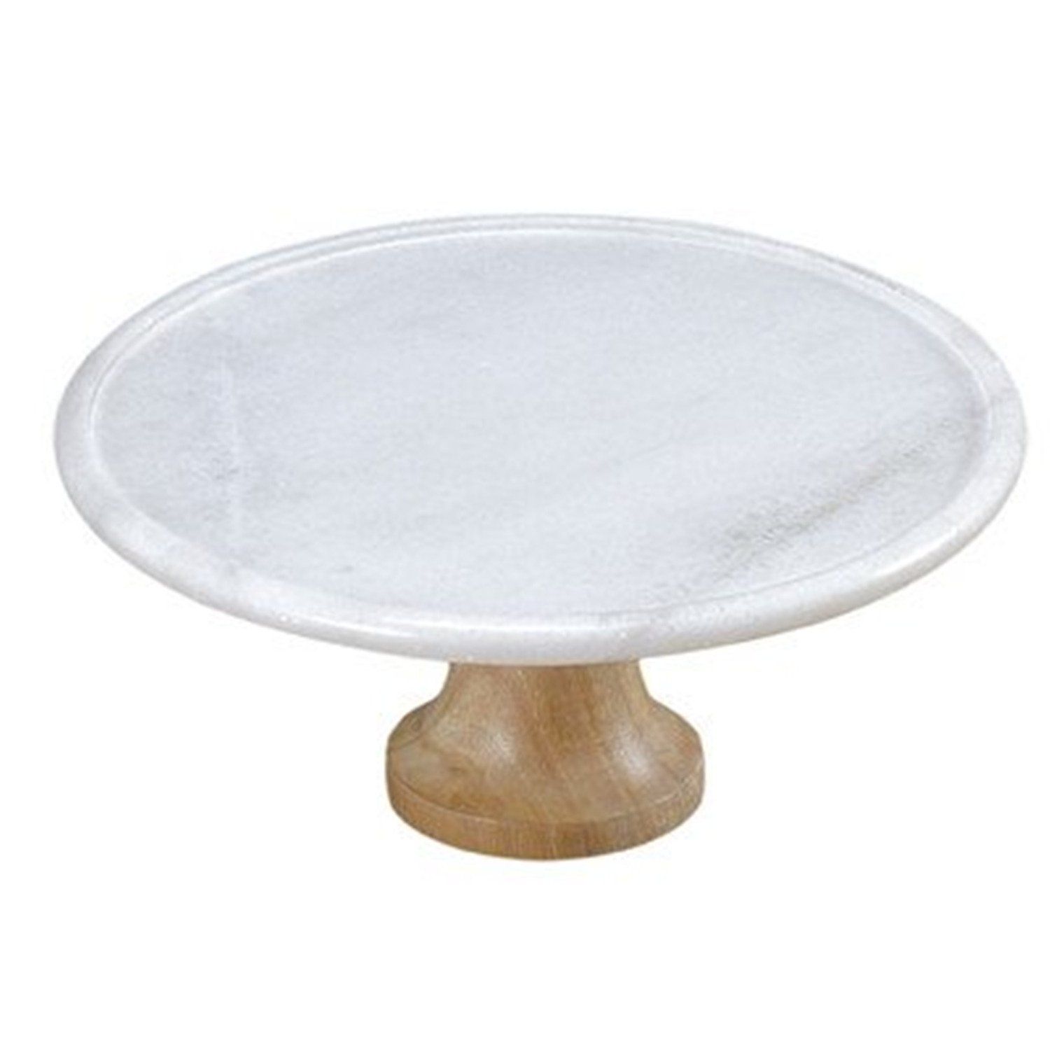 "Taj Elite" Creamy White Marble With Mango Wood 12" Footed Cake Stand | Walmart (US)