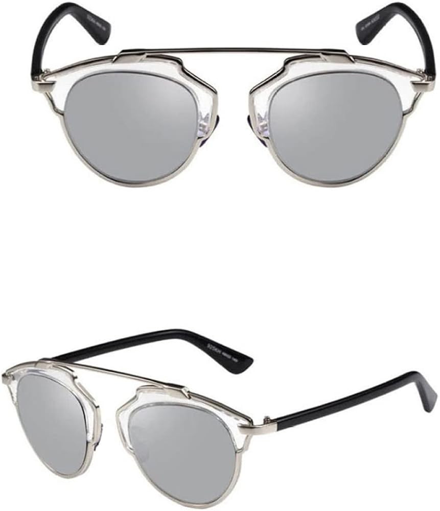 Men Women Mirror Lady Female Sun glasses Cat Eye Small Round Sunglasses | Amazon (US)