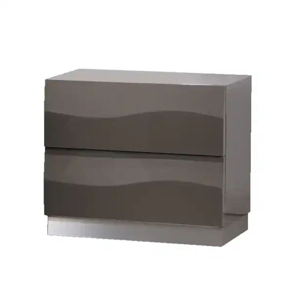 Somette Devlin Gloss Grey 2-drawer Nightstand | Bed Bath & Beyond