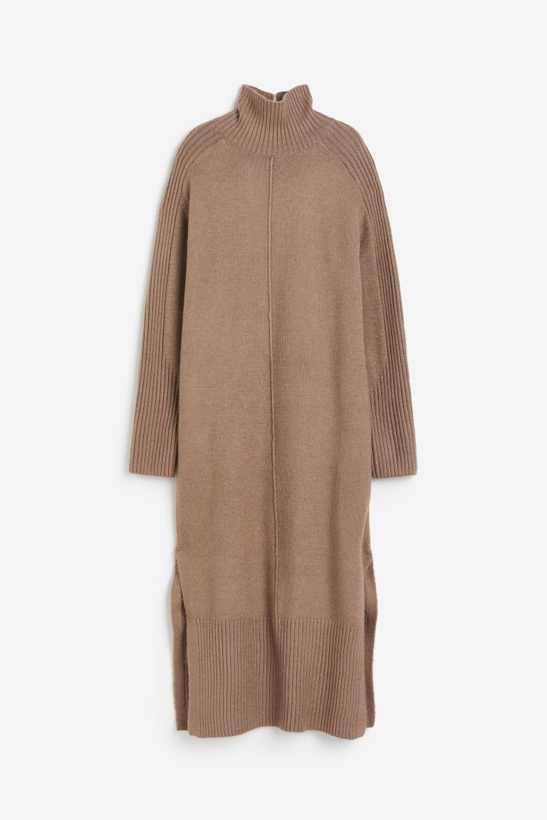 Knitted turtleneck dress - Brown - Ladies | H&M GB | H&M (UK, MY, IN, SG, PH, TW, HK)