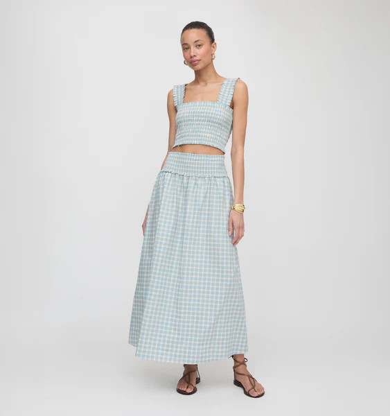 The Delphine Nap Skirt - Blue/Red Gingham | Hill House Home US